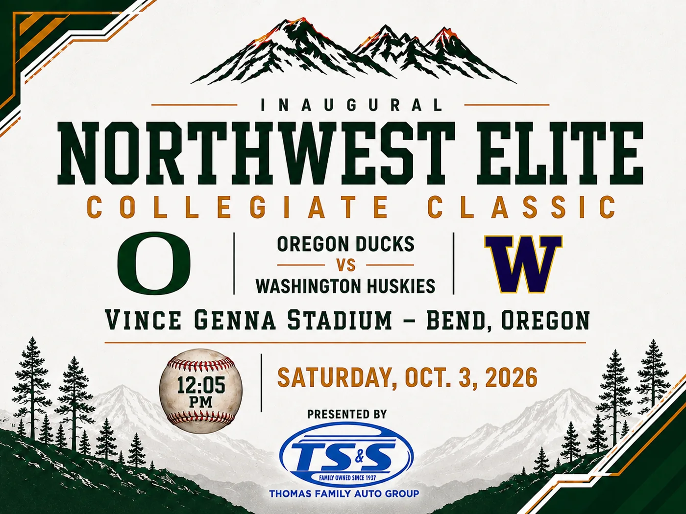 Northwest Elite Collegiate Classic Oregon versus Washington baseball poster